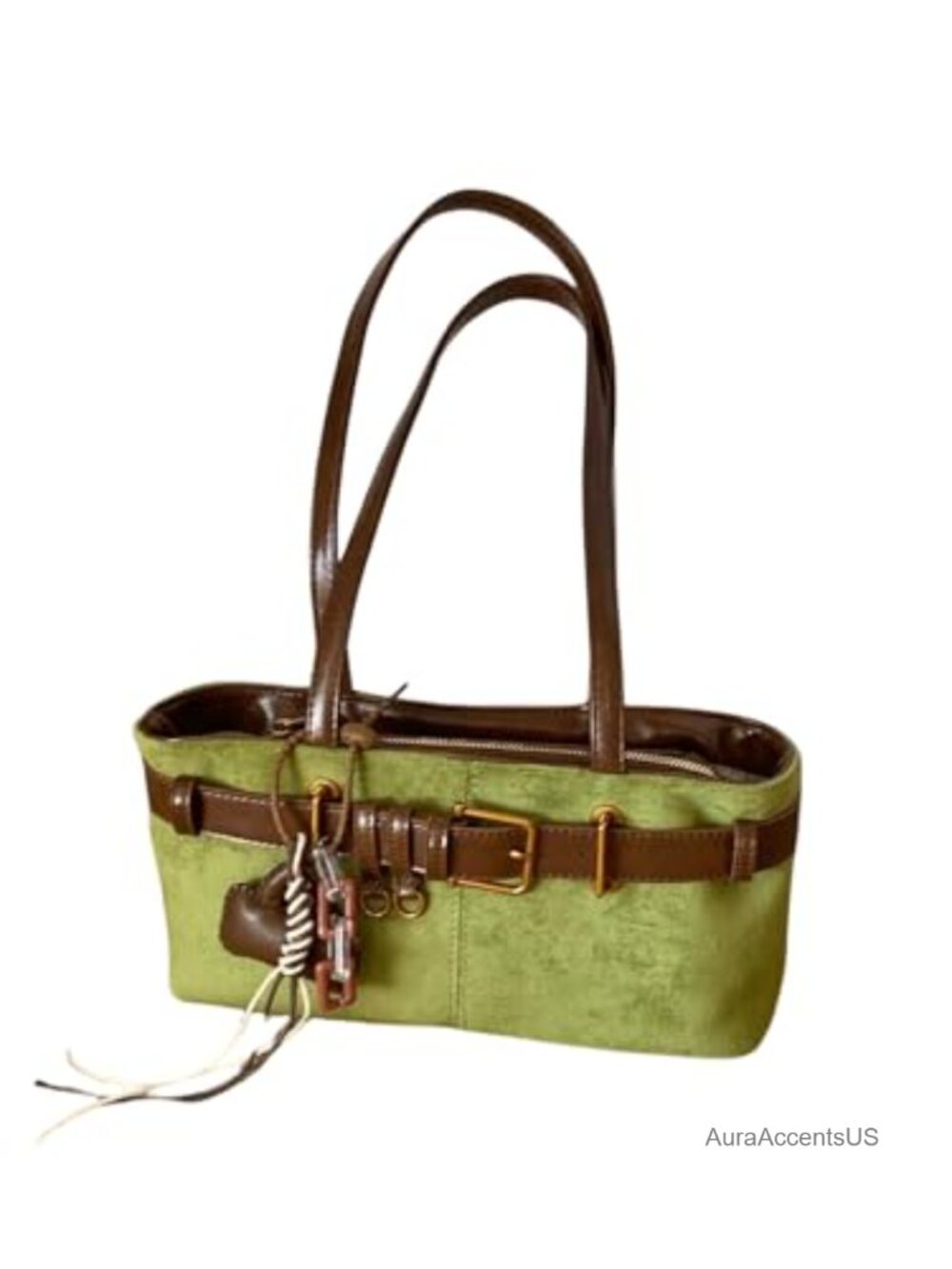Faux Suede Retro Vintage Shoulder Handbag Double Strap